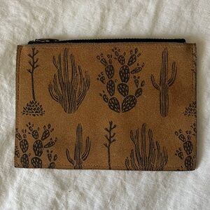 NWOT Suede zippered cactus pouch by Amelie Mancini NYC